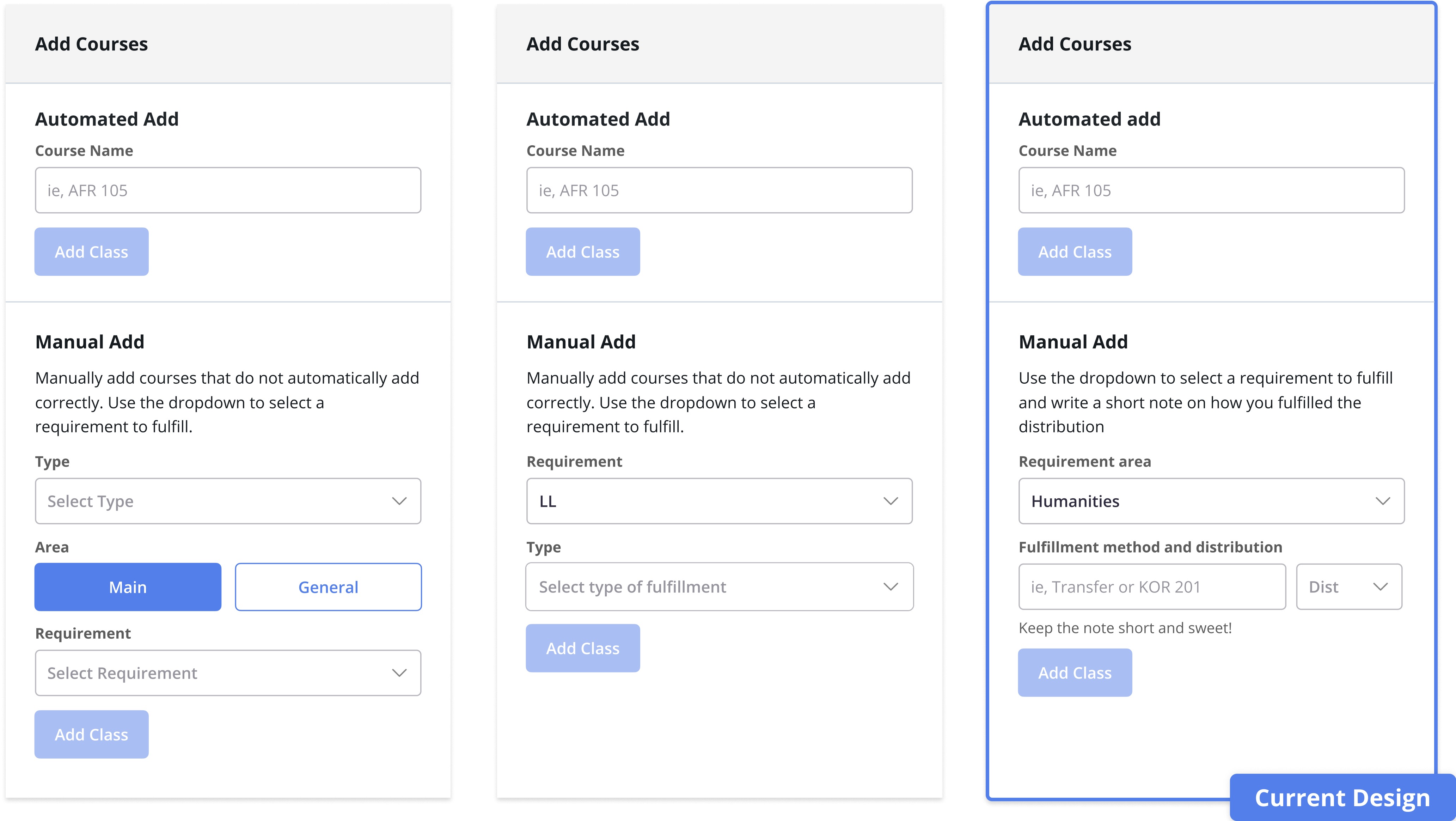 Design iterations